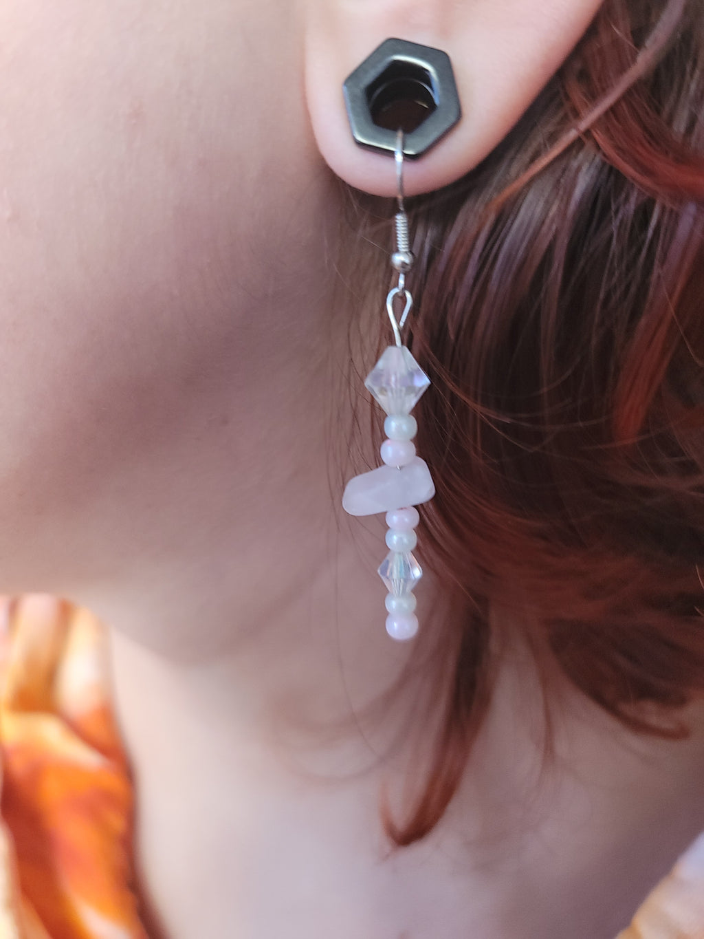 Rose Quartz Hand Beaded Earrings